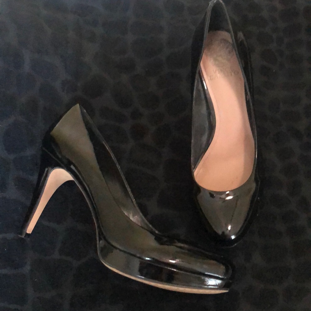 Vince Camuto black patent pumps